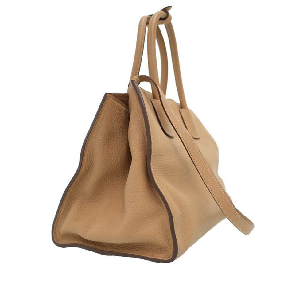 Prada Sughero Vitello Daino Leather Double Handle Tote Bag Tan Brown - Picture 2 of 9